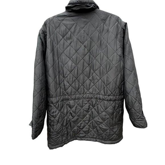 Clio Vintage Womens Black Quilted Jacket Button Front Pockets Drawstring Waist M - Picture 4 of 13